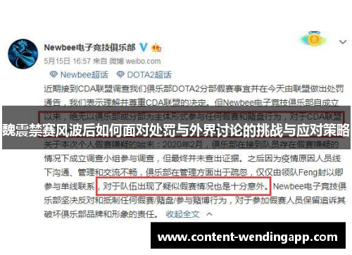 魏震禁赛风波后如何面对处罚与外界讨论的挑战与应对策略 魏震禁赛风波后如何面对处罚与外界讨论的挑战与应对策略